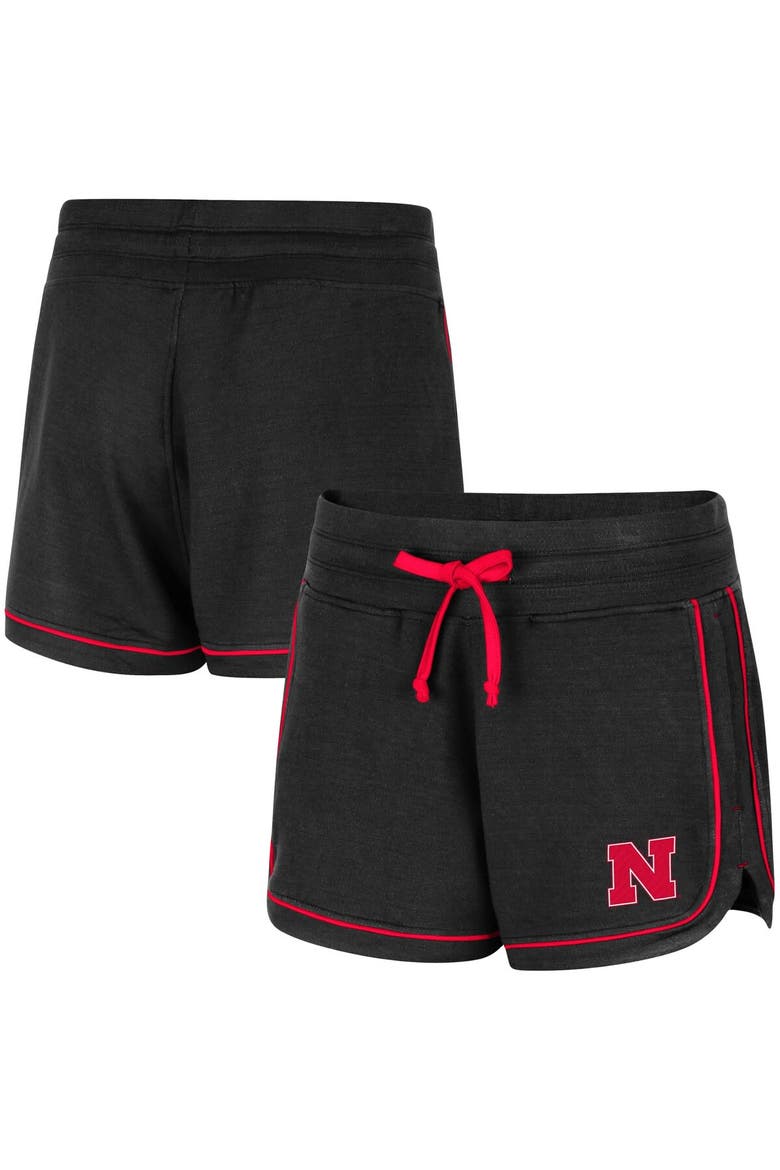 Women's Colosseum Black Nebraska Huskers Lil Sebastian Tri-Blend Shorts, Main, color, Black