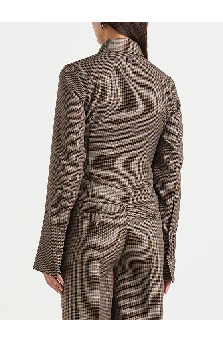 Manière De Voir Sonia Houndstooth Cinch Shirt, Alternate, color, Brown