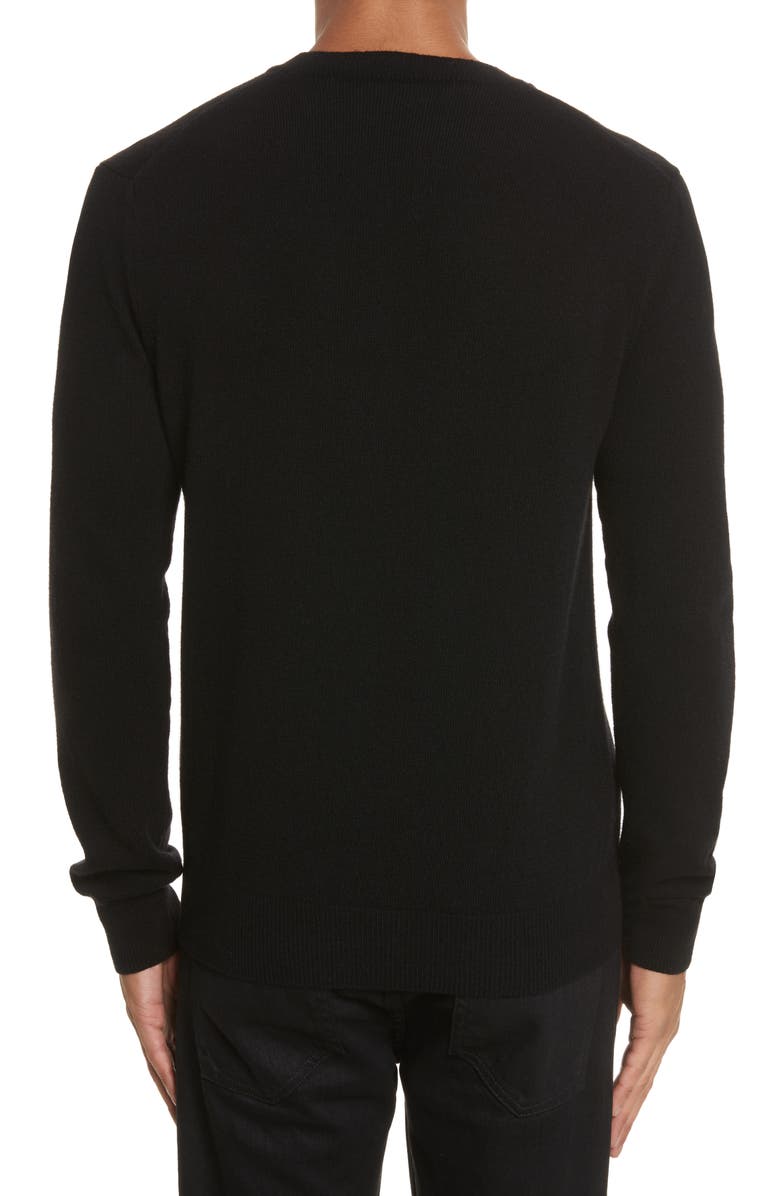 Comme des Garçons PLAY White Heart Wool V-Neck Sweater, Alternate, color,