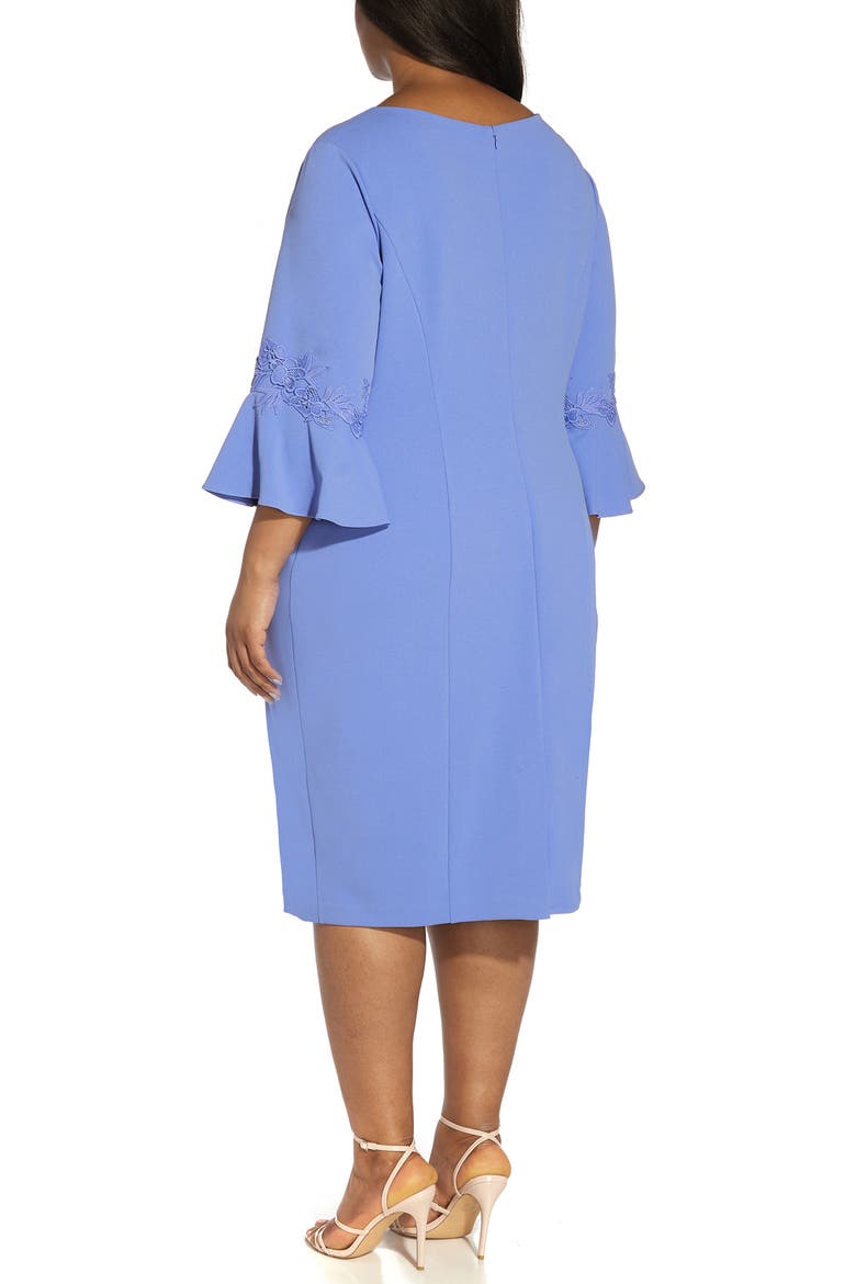 Bell Sleeve Sheath Dress, Alternate, color, MISTY PERI