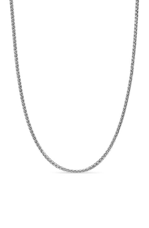 Men's Wheat Chain Necklace in 18K Yellow Gold or Sterling Silver, 2.5mm