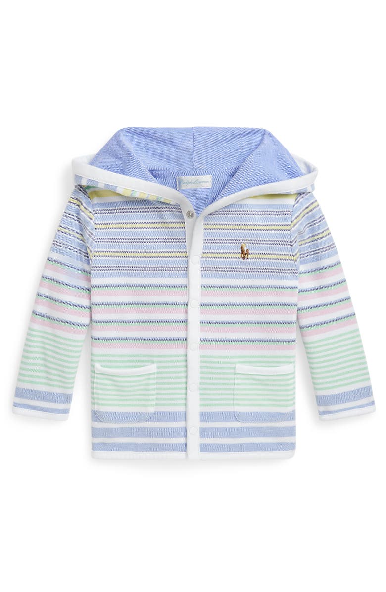 Ralph Lauren Stripe Oxford Cotton Snap-Up Hooded Jacket, Main, color,