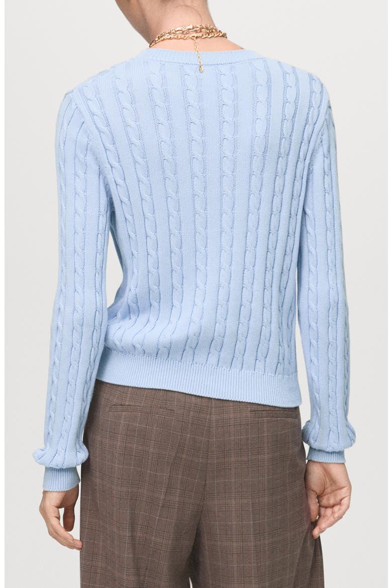 Cable Knit Cotton Sweater, Alternate, color, SKY BLUE