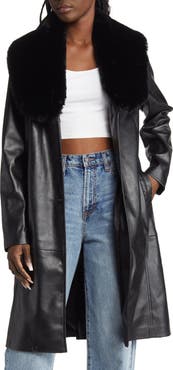 BLANKNYC Faux Fur Shawl Collar Trench Coat