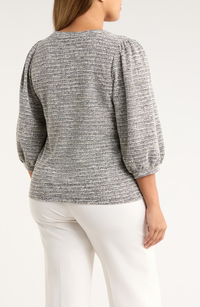 AK ANNE KLEIN Balloon Sleeve Top, Alternate, color, Anne Black / White Dove