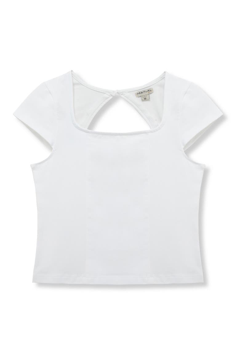 Kids' Square Neck Cap Sleeve T-Shirt, Main, color, WHITE