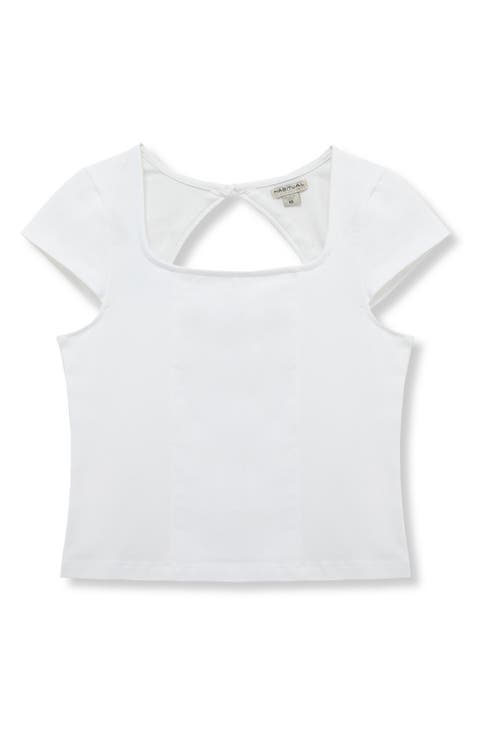 Kids' Square Neck Cap Sleeve T-Shirt (Big Kid)