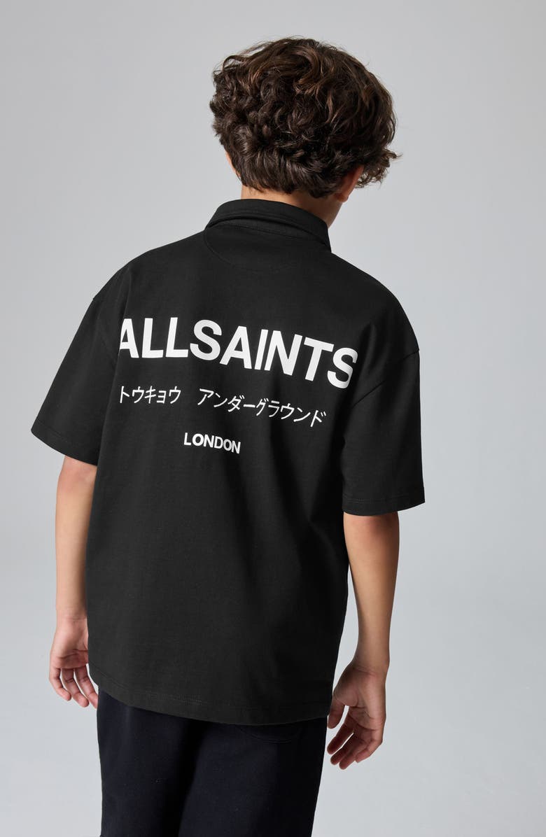 smALLSAINTS by ALLSAINTS Kids' Underground Oversize Cotton Polo, Alternate, color, Black