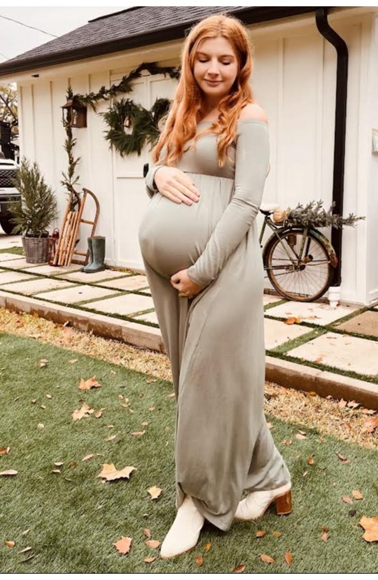 PinkBlush Off Shoulder Long Sleeve Maxi Dress, Alternate, color,