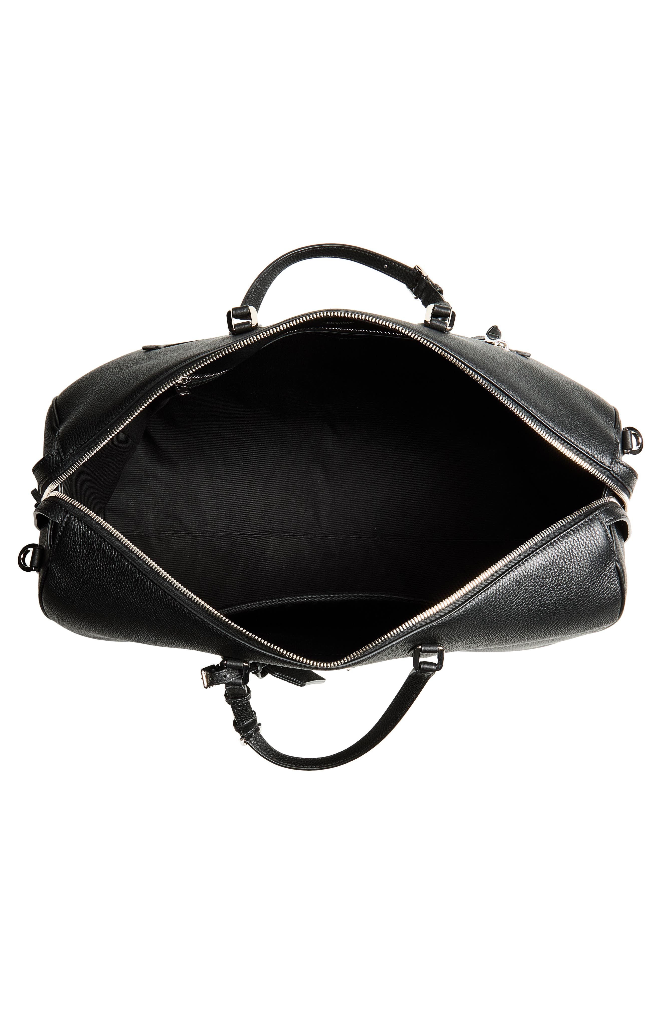 Leather Barrel Bag, Alternate, color, 80999 NERO