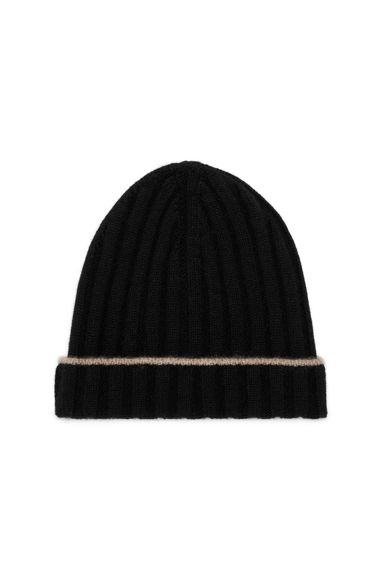 Brunello Cucinelli Cashmere rib knit beanie, Main, color, Black