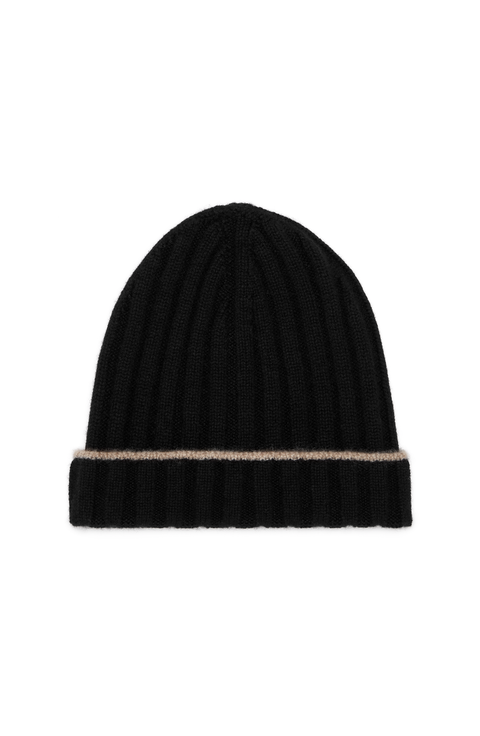 Cashmere rib knit beanie