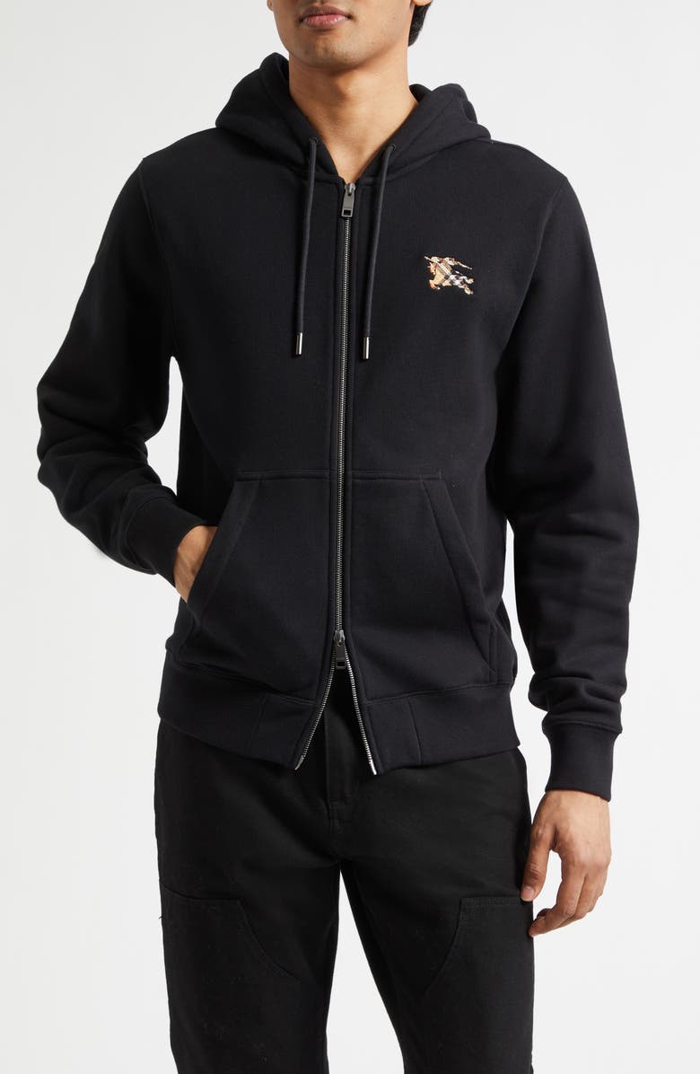 Burberry Scott Check EKD Stamp French Terry Hoodie, Main, color, Black