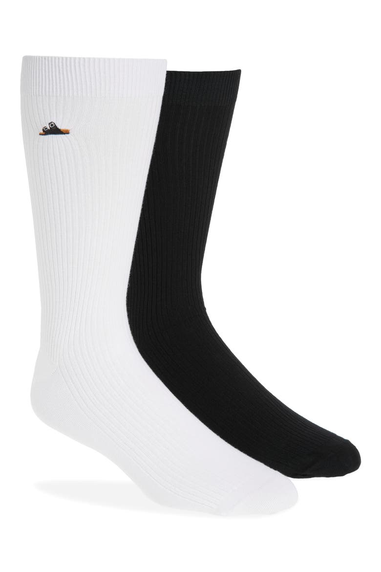 Assorted 2-Pack Cotton Blend Rib Crew Socks, Main, color, BLACK/ WHITE