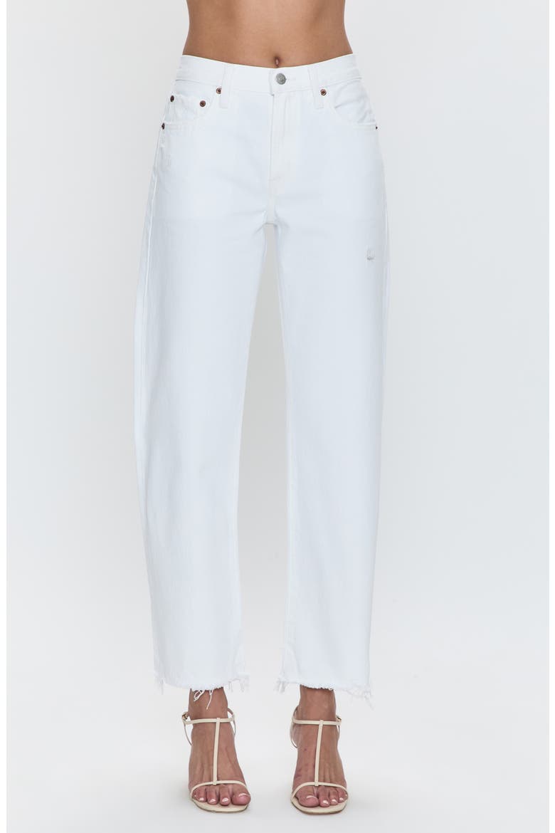 Lexi Mid Rise Bowed Straight Leg Jeans, Main, color, LUXE WHITE VINTAGE