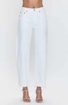 Pistola Lexi Mid Rise Bowed Straight Leg Jeans