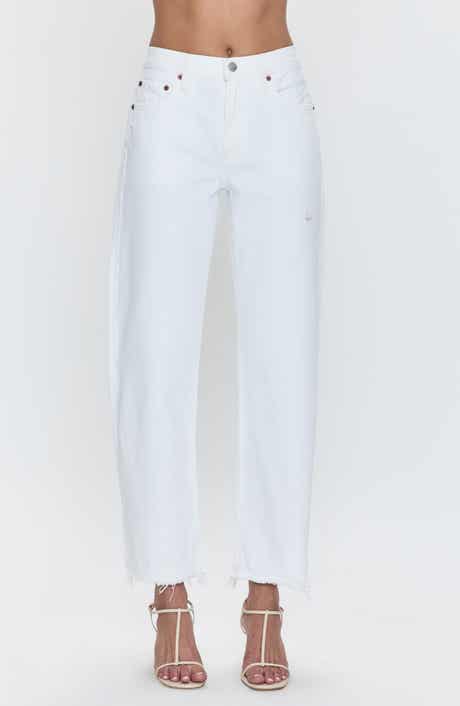 Lexi Mid Rise Bowed Straight Leg Jeans