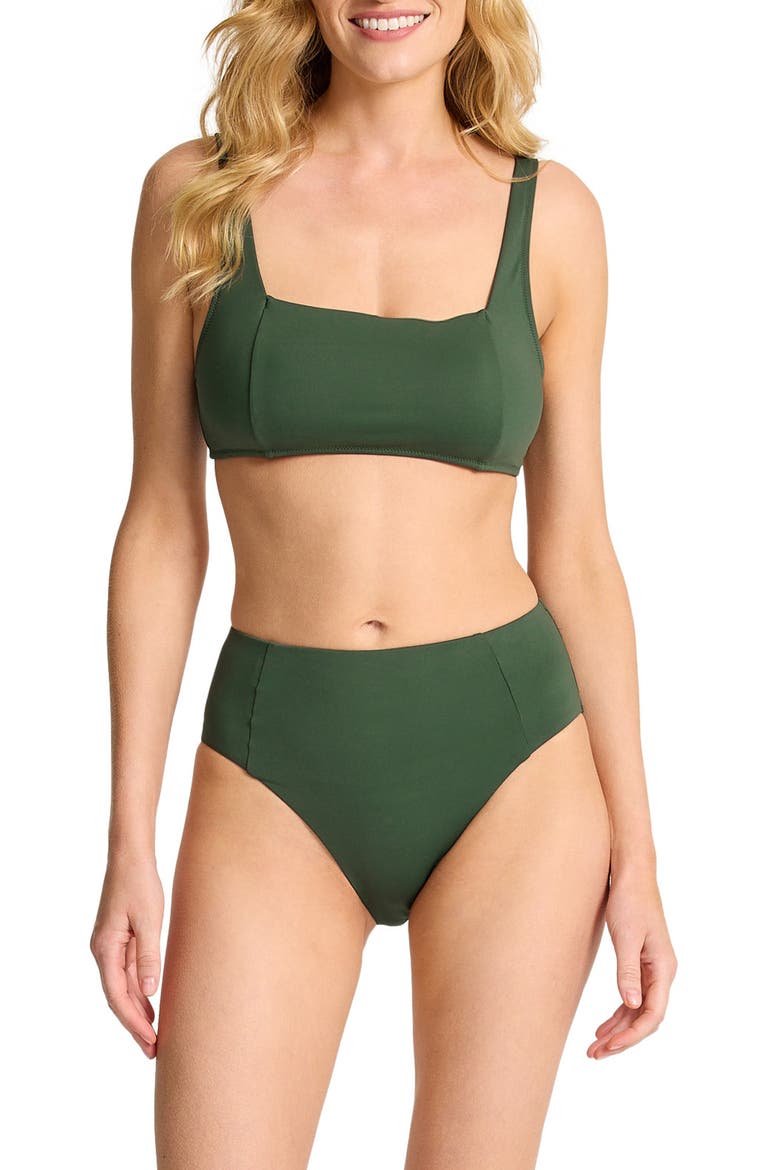 Palm Modern UPF 50+ Bikini Top, Alternate, color, DK TEA LEAF