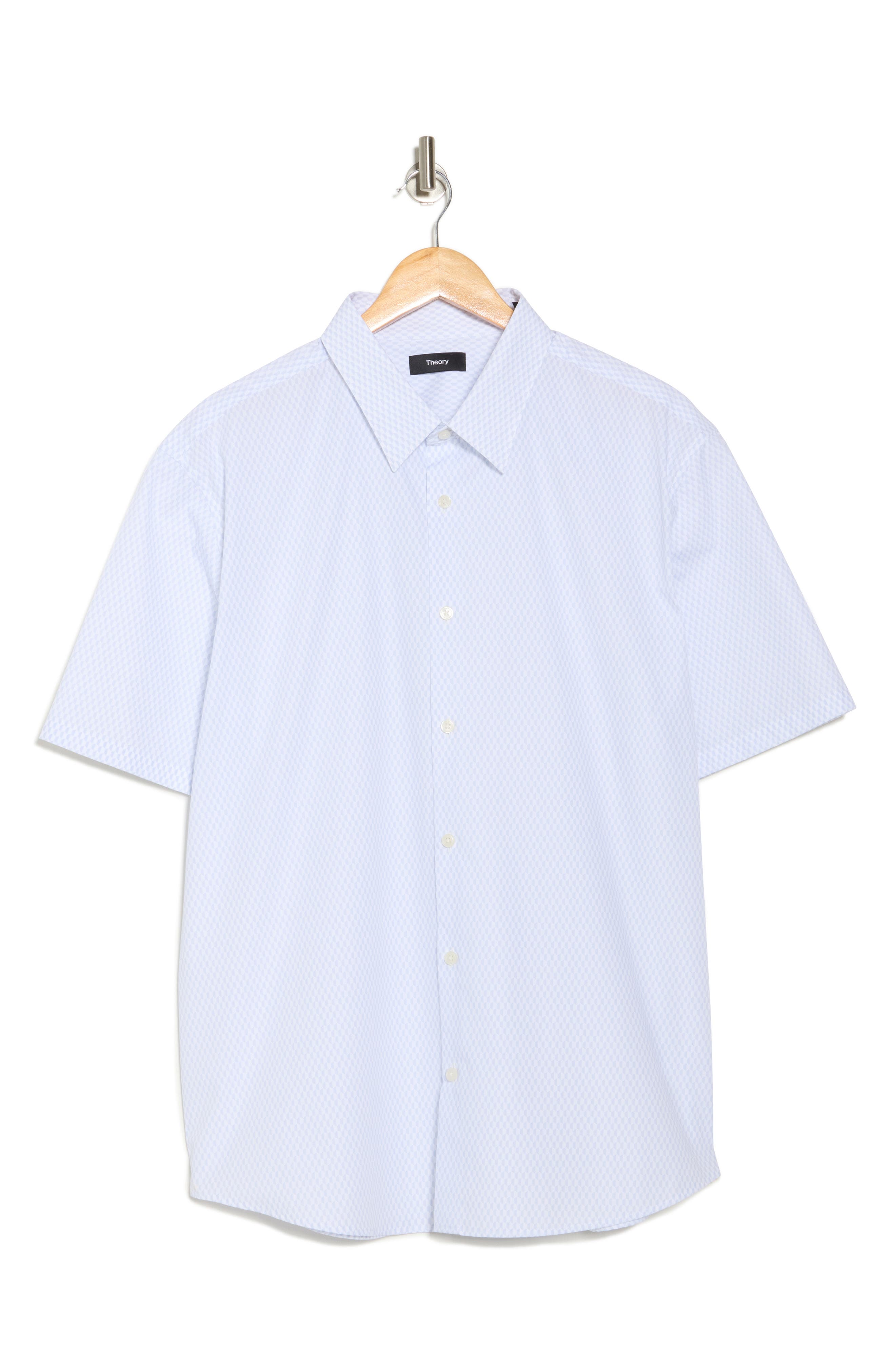 Theory Irving Short Sleeve Cotton Knit Button-Up Shirt