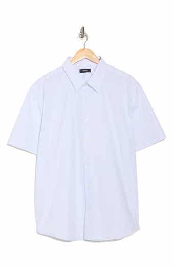 Theory Irving Short Sleeve Cotton Knit Button-Up Shirt