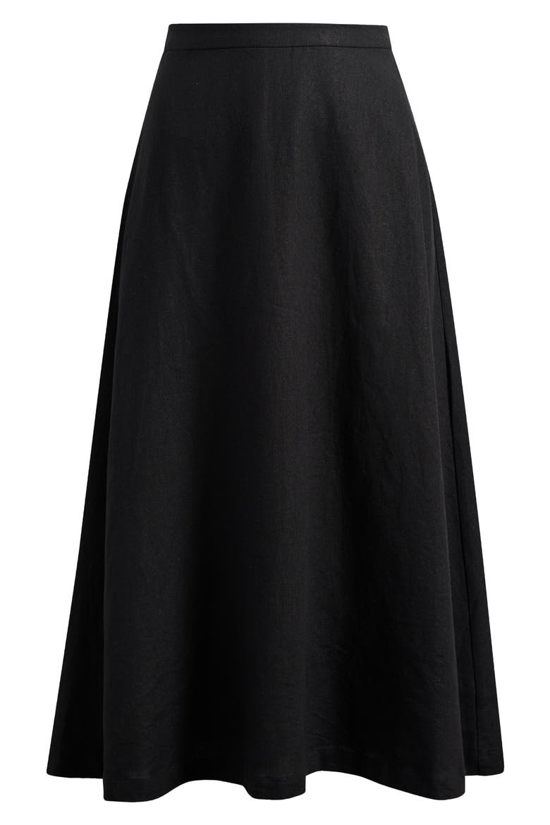 x Hannah Lovey Porter Capri Linen Blend Midi Skirt (Nordstrom Exclusive), Alternate, color, BLACK