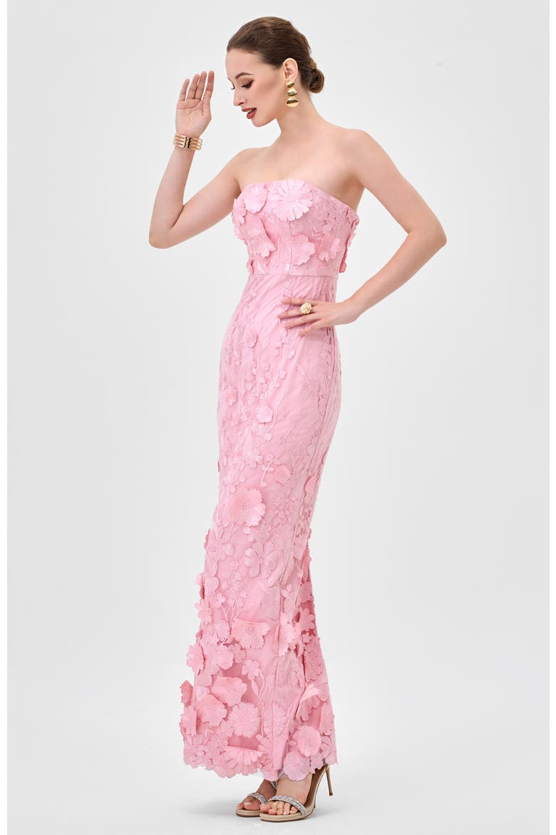 Kareen Strapless Floral Midaxi, Alternate, color, PINK