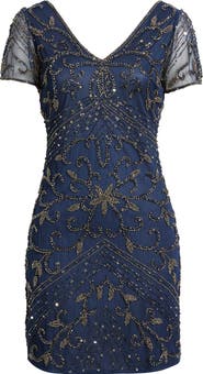 Pisarro Nights Beaded Double V-Neck Dress
