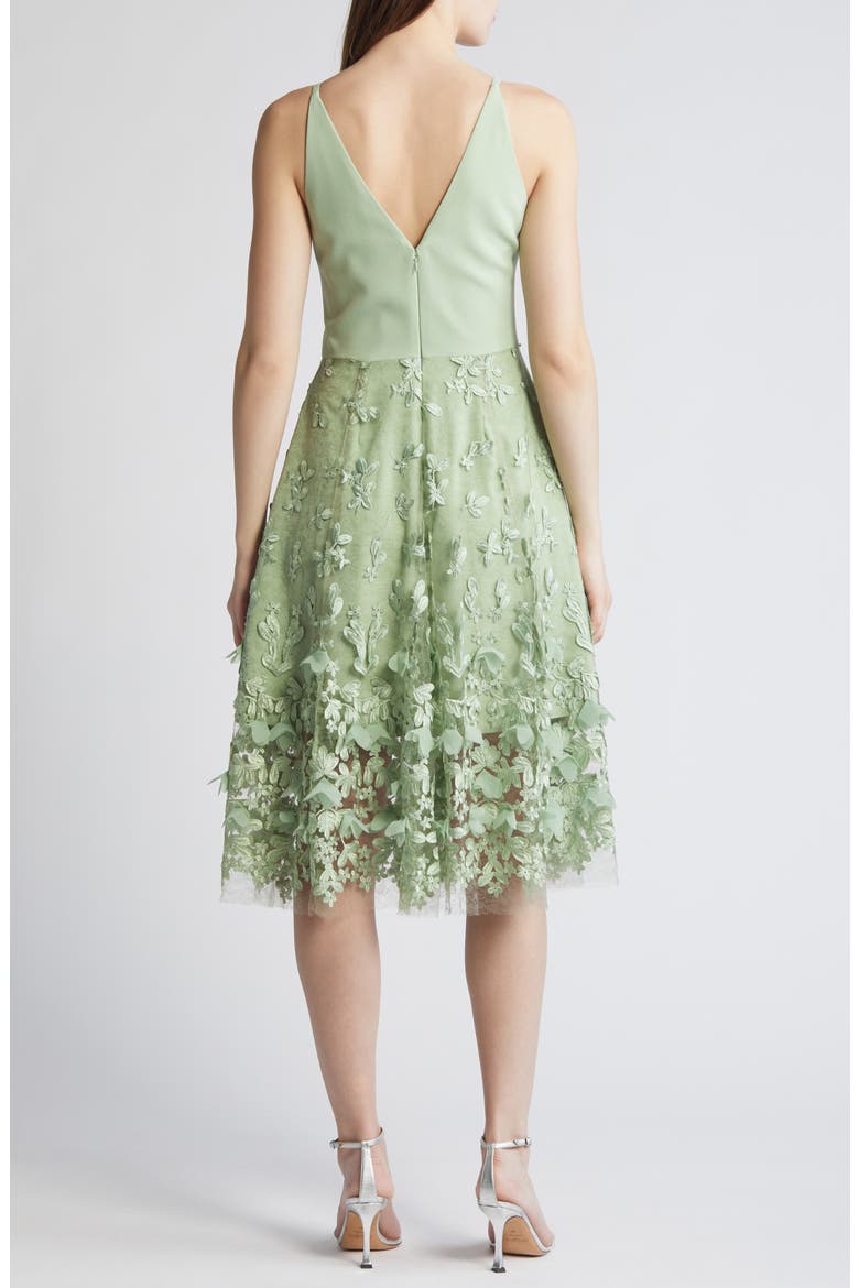 Darleen V-Neck Embroidered Mesh Cocktail Dress, Alternate, color, SAGE