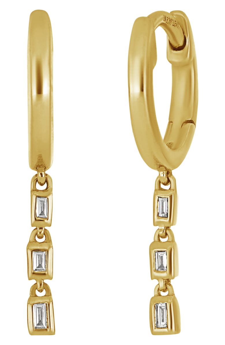 Bony Levy Gatsby 18K Yellow Gold Baguette Diamond Drop Huggie Earrings - 0.06 ctw, Main, color,