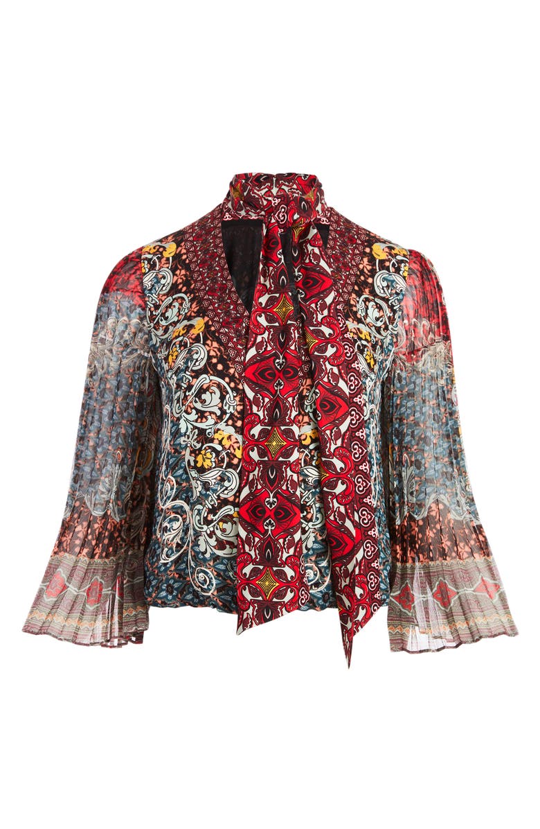 Alice + Olivia Elaina Tie Neck Paisley Blouse, Alternate, color,