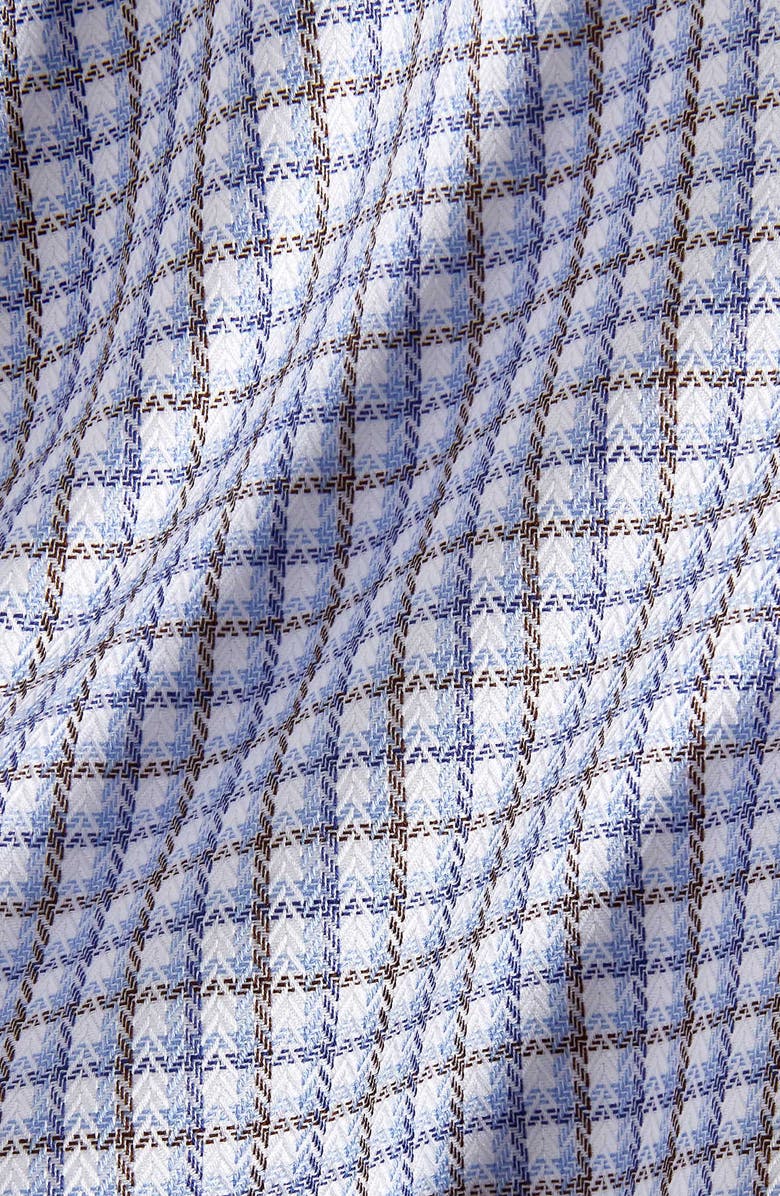 David Donahue Regular Fit Check Print Cotton Dress Shirt, Alternate, color, Blue/ Chocolate