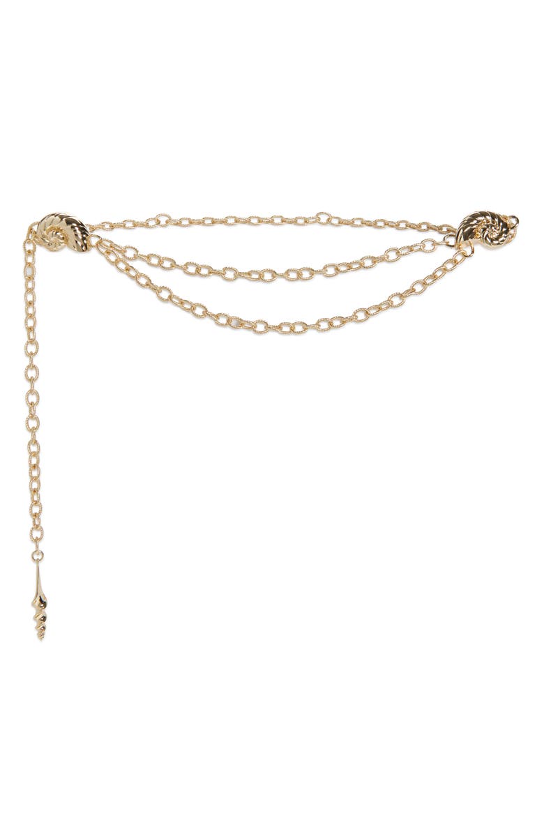 Lele Sadoughi Seashell Layered Chain Belt, Main, color, Gold