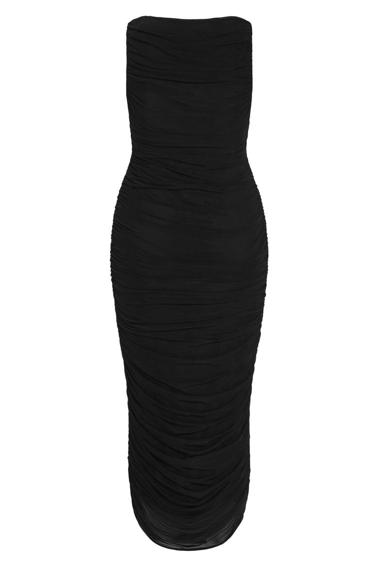 Halo Sleeveless Ruched Dress, Alternate, color, BLACK