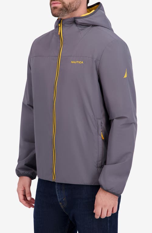 Nautica Transitional Hooded Zip Jacket In Gray