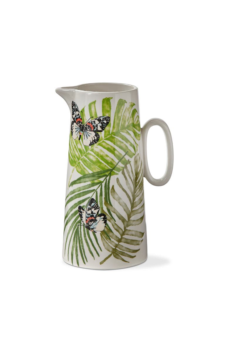 tag Palm Butterfly Ceramic Beverage Pitcher Colorful Summer, Main, color, Multicolored
