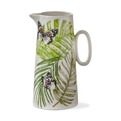 Palm Butterfly Ceramic Beverage Pitcher Colorful Summer