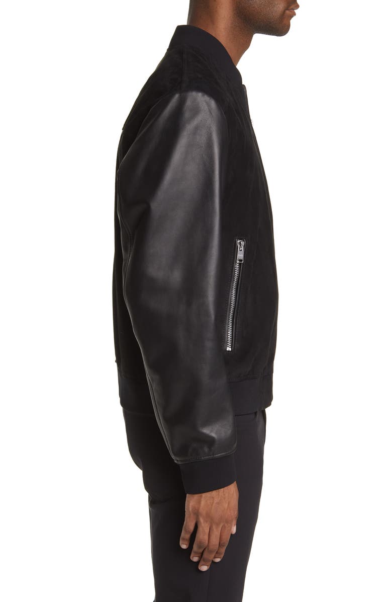 BOSS Malbano Mixed Media Leather & Suede Jacket, Alternate, color, 