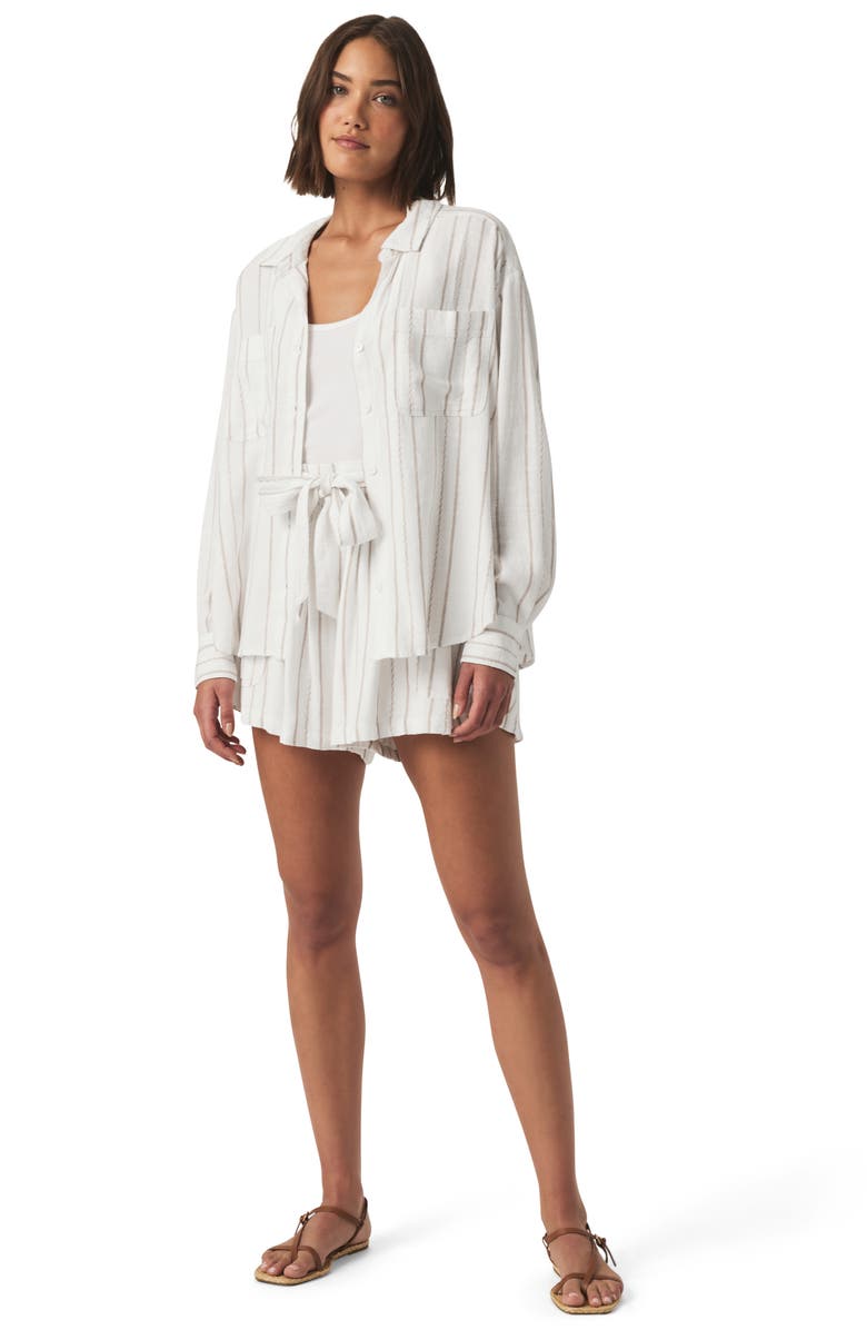 Splendid Gabrielle Stripe Belted Shorts, Alternate, color, White/ Fawn