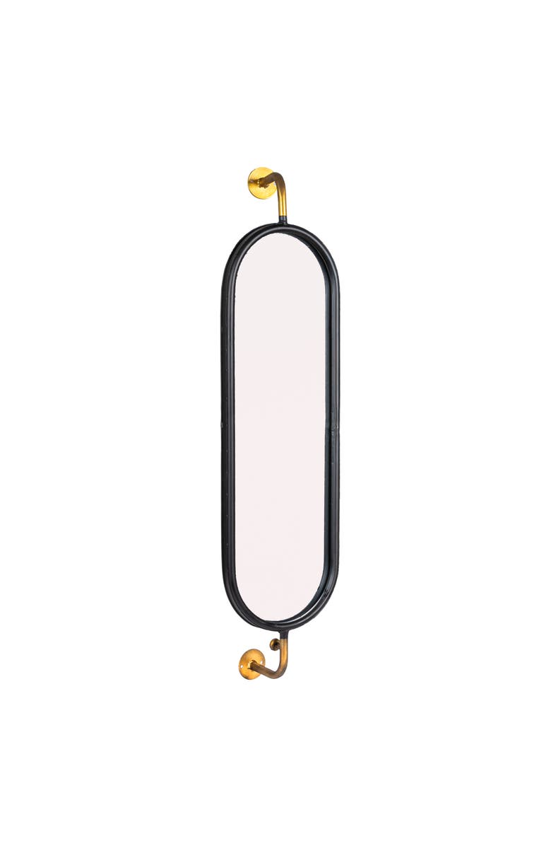 Storied Home Oval Metal Framed Wall Mirror with Brackets, Black and Gold, Main, color, Metallic