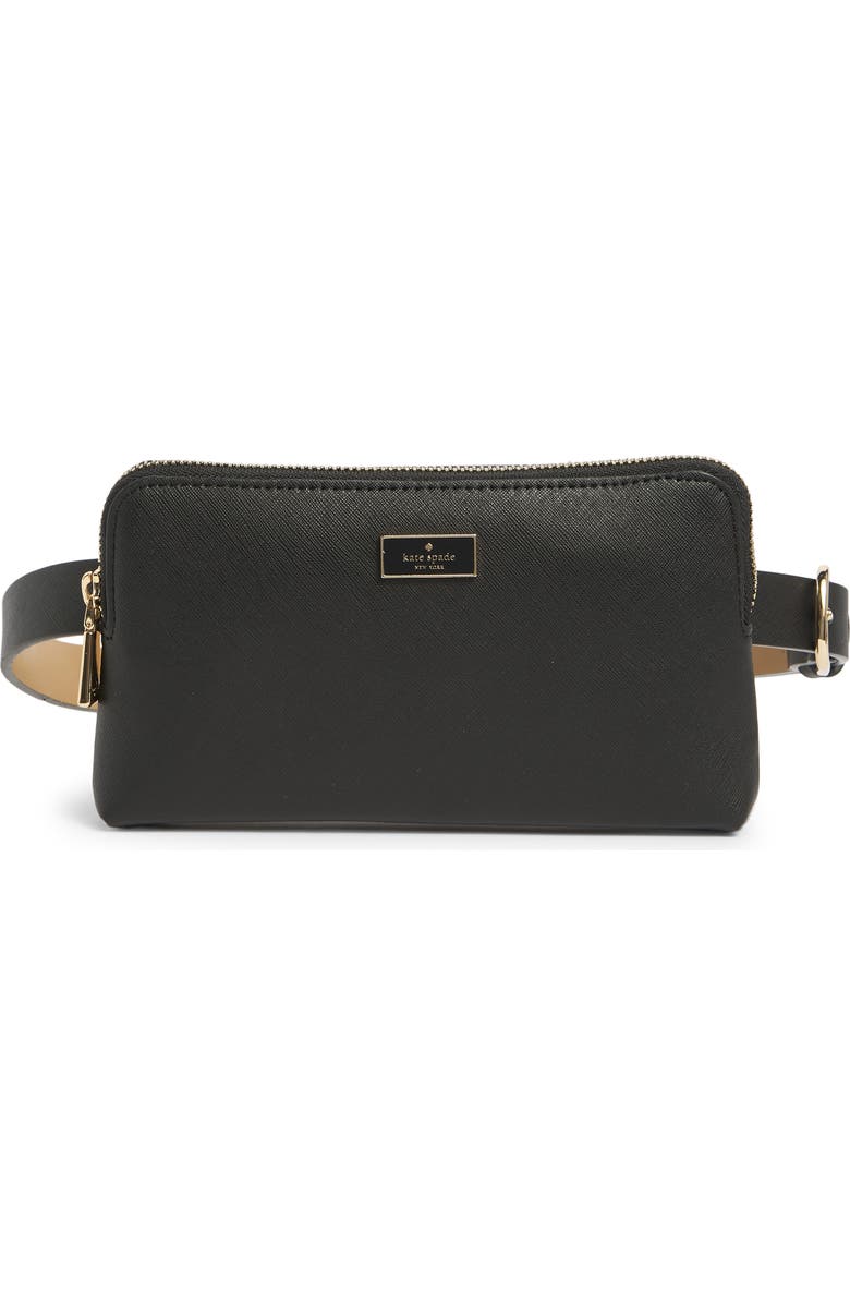 Kate Spade New York saffiano top zip belt bag, Main, color, Black