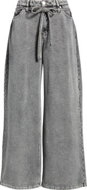 CITY BLUES Wide Leg Drawstring Waist Knit Jeans