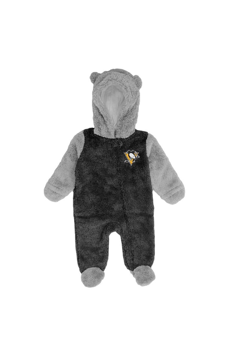 Outerstuff Newborn & Infant Black Pittsburgh Penguins Game Nap Teddy Fleece Bunting Full-Zip Sleeper, Alternate, color, Black