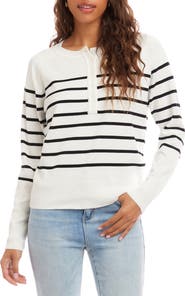 Karen Kane Stripe Henley Sweater
