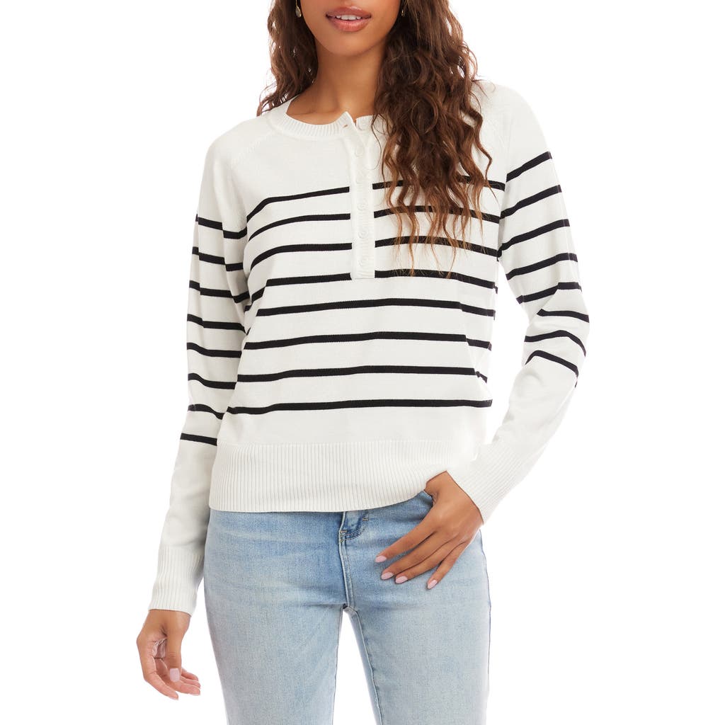 Karen Kane Stripe Henley Sweater In Multi