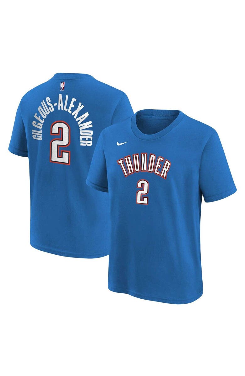 Nike Youth Shai Gilgeous-Alexander Blue Oklahoma City Thunder Icon Name & Number T-Shirt, Main, color, White