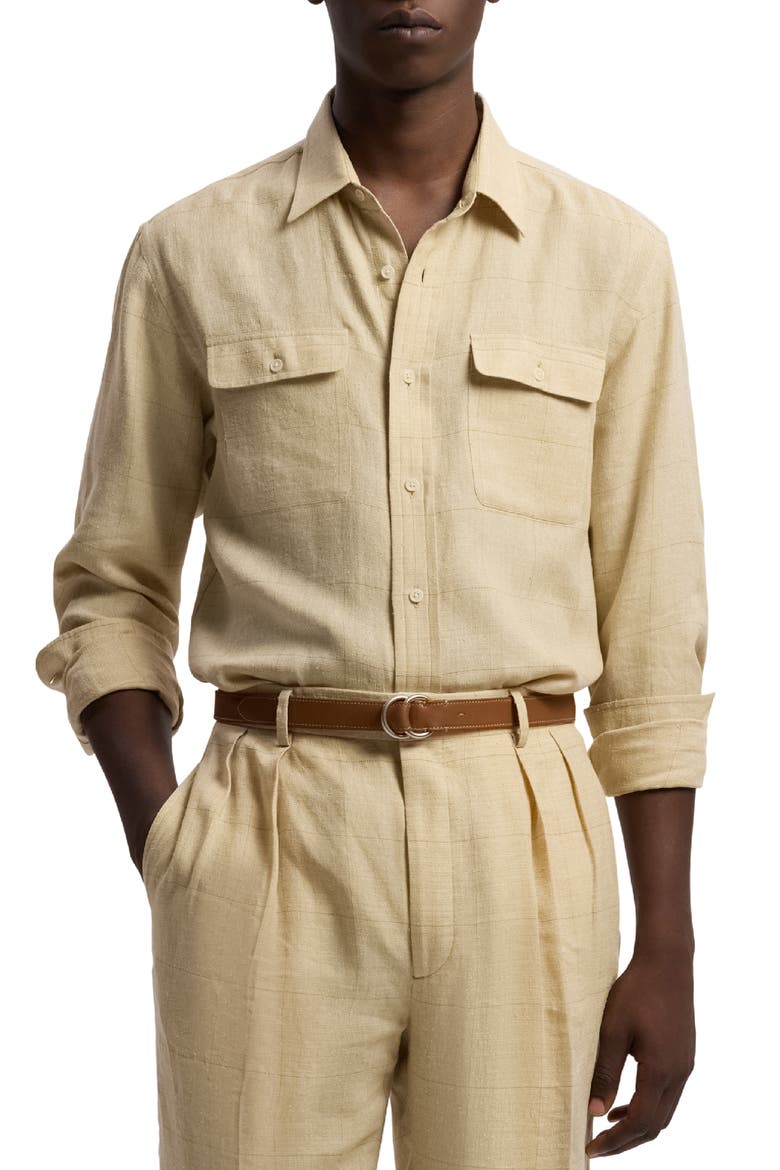 Windowpane Shirt, Main, color, CLASSIC TAN