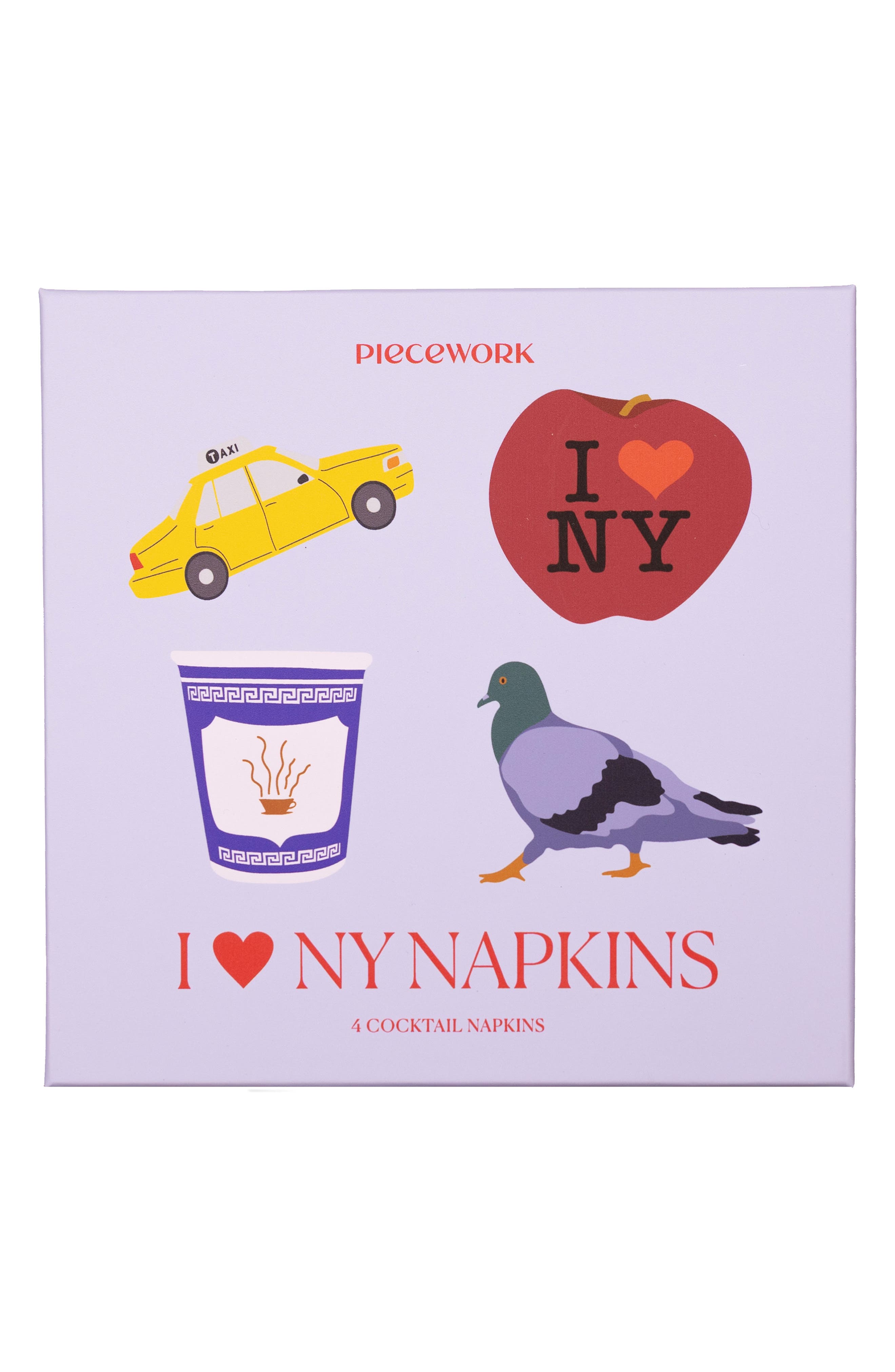 New York Set of 4 Assorted Linen Cocktail Napkins