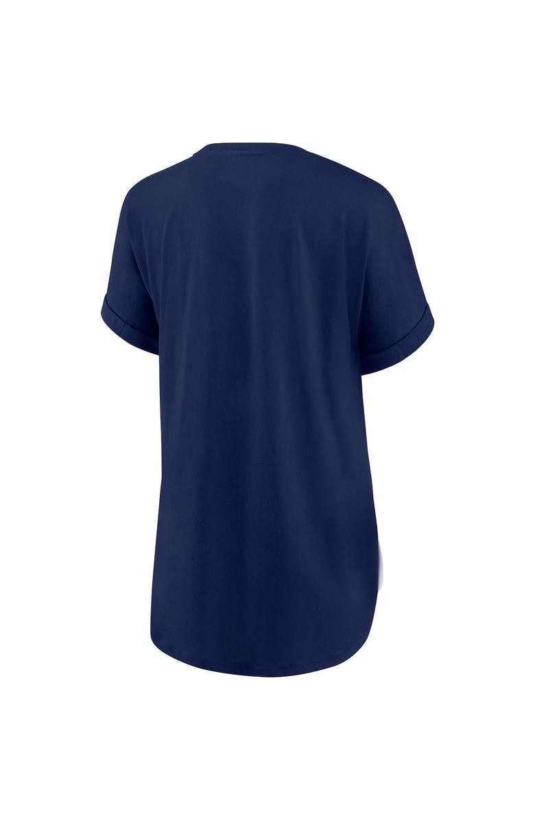 FANATICS Women's Fanatics Branded White/Navy Milwaukee Brewers Iconic Noise Factor Pinstripe V-Neck T-Shirt, Alternate, color,