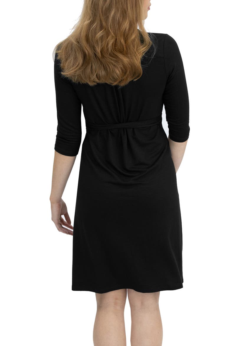 Jersey Maternity/Nursing Wrap Dress, Alternate, color, BLACK