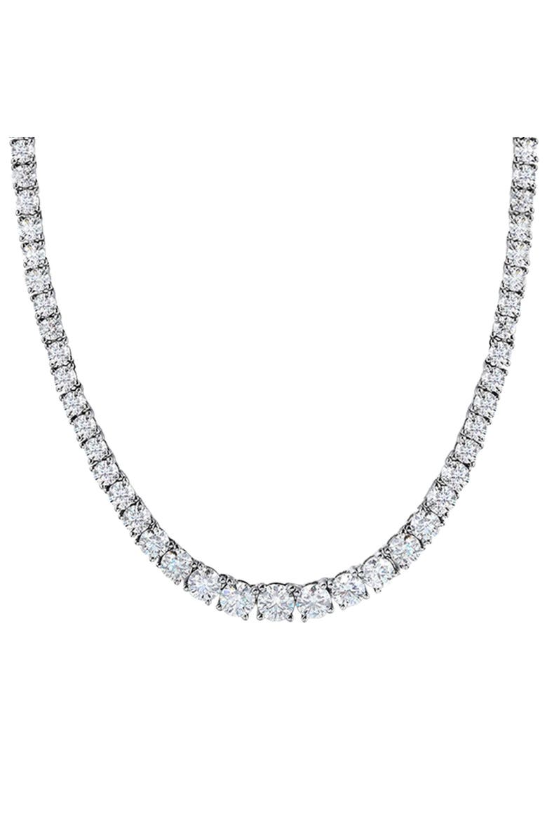 The Jaimie 4 Prong Graduated Tennis Necklace, Main, color, Silver